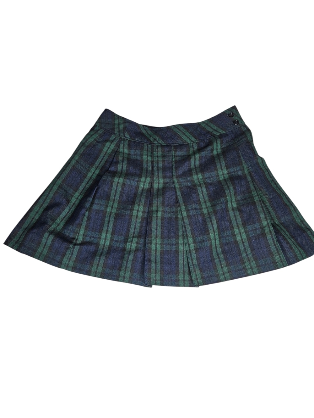 Schoolbelles Wrap Around Kilt‎ School Girl Skirt 30XS Navy Green Plaid Pleated